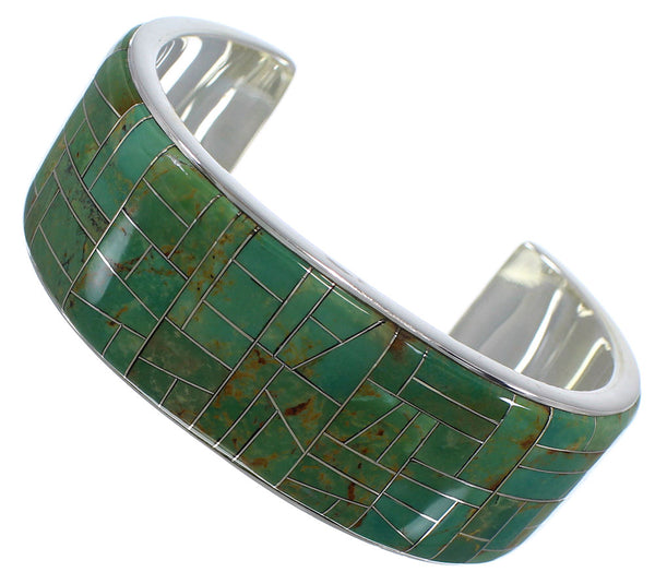 Silver And Turquoise Inlay Cuff Bracelet TX39676