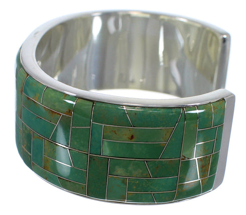 Silver And Turquoise Inlay Cuff Bracelet TX39676