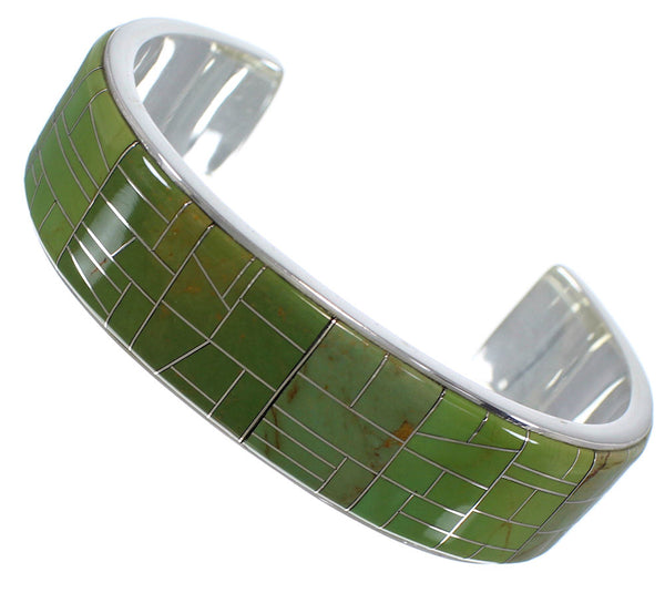 Southwest Silver And Turquoise Inlay Bracelet TX39689