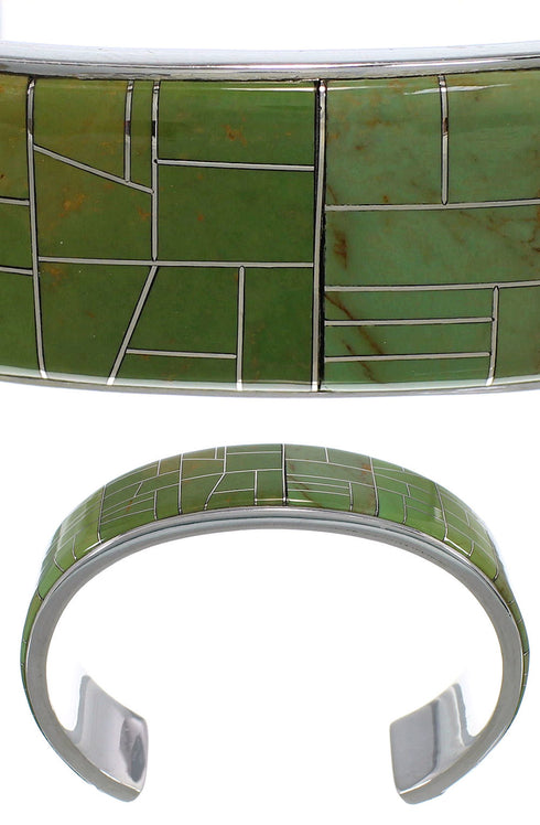 Southwest Silver And Turquoise Inlay Bracelet TX39689