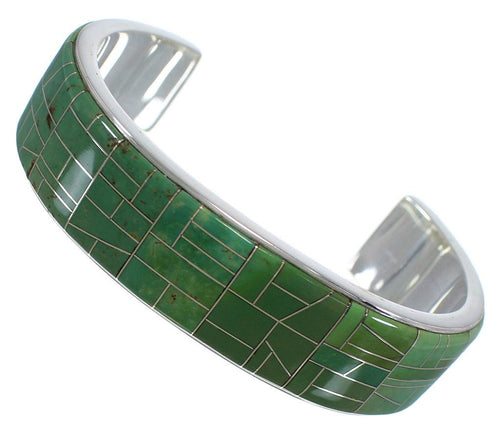 Southwestern Silver And Turquoise Inlay Bracelet TX39692