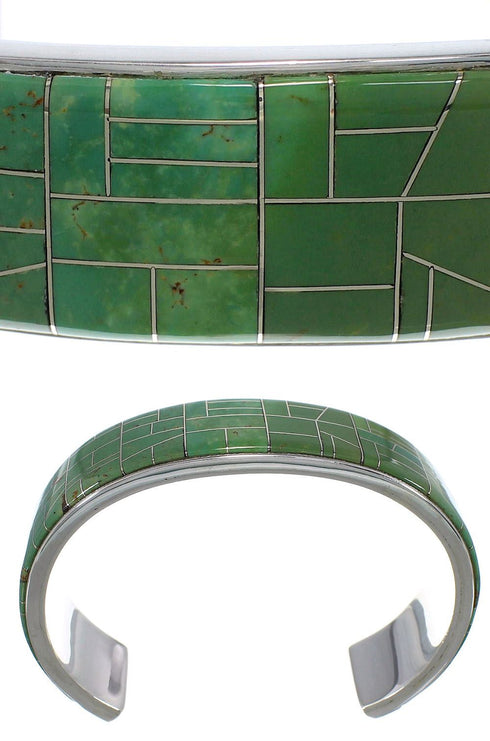Southwestern Silver And Turquoise Inlay Bracelet TX39692