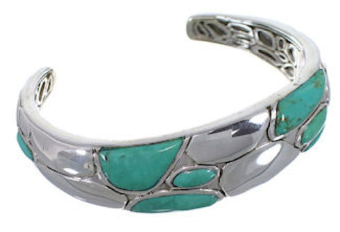 Silver And Turquoise Inlay Southwestern Bracelet TX39560