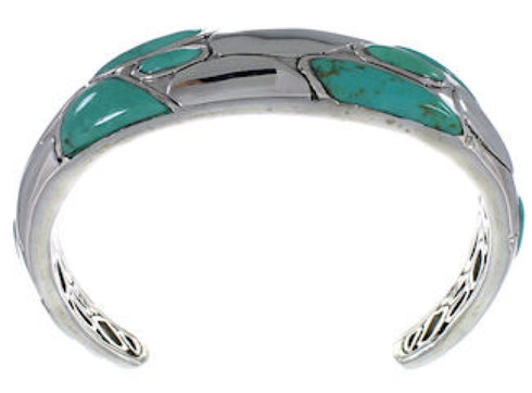 Silver And Turquoise Inlay Southwestern Bracelet TX39560