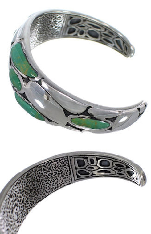 Sterling Silver And Turquoise Inlay Southwestern Bracelet TX39578