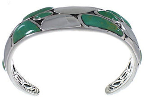 Sterling Silver And Turquoise Inlay Southwestern Bracelet TX39578