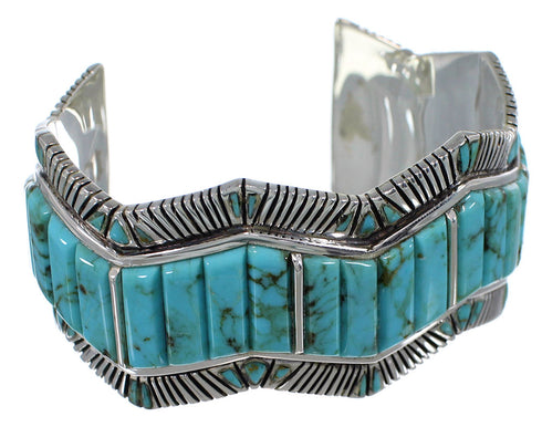Southwest Authentic Sterling Silver Turquoise Cuff Bracelet CX49718