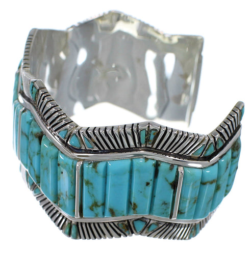 Southwest Authentic Sterling Silver Turquoise Cuff Bracelet CX49718