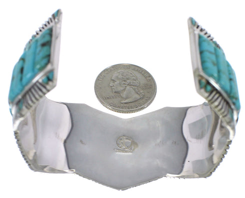 Southwest Authentic Sterling Silver Turquoise Cuff Bracelet CX49718