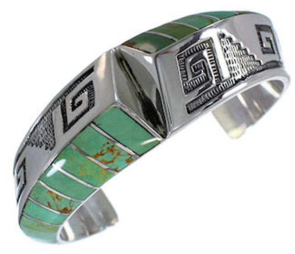 Sterling Silver Turquoise Inlay Jewelry Cuff Bracelet BW70517
