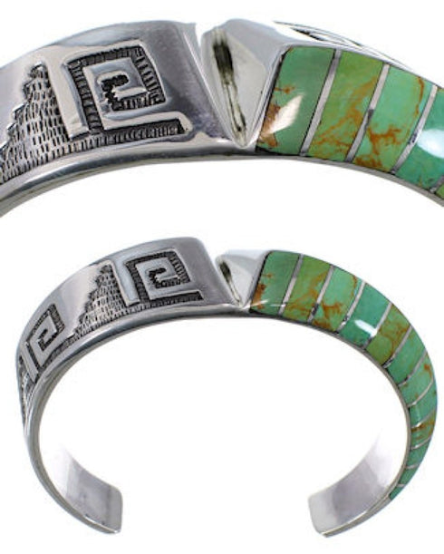 Sterling Silver Turquoise Inlay Jewelry Cuff Bracelet BW70517