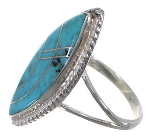 Authentic Sterling Silver Turquoise Inlay Ring Size 6-1/4 UX33981