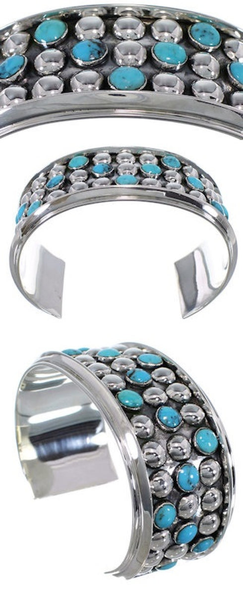 Sterling Silver Turquoise Southwestern Cuff Bracelet MX27515