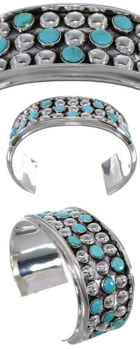 Sterling Silver Turquoise Southwestern Cuff Bracelet MX27512