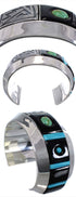 Turquoise Sterling Silver And Jet Jewelry Cuff Bracelet PX27966