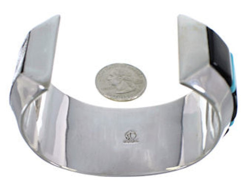 Turquoise Sterling Silver And Jet Jewelry Cuff Bracelet PX27966
