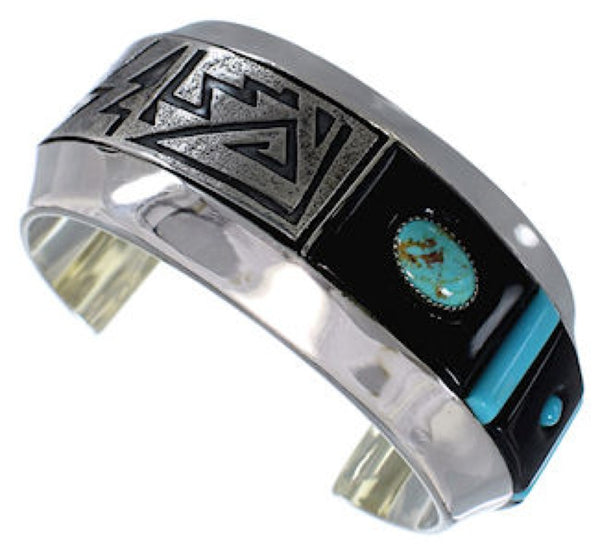 Sterling Silver Jet Turquoise Southwest Bracelet Jewelry PX27993