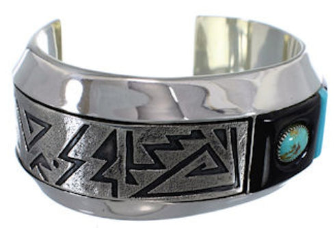 Sterling Silver Jet Turquoise Southwest Bracelet Jewelry PX27993