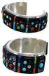 Sterling Silver Multicolor Inlay Southwest Cuff Bracelet PX28009