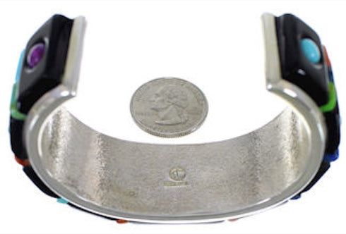Sterling Silver Multicolor Inlay Southwest Cuff Bracelet PX28009