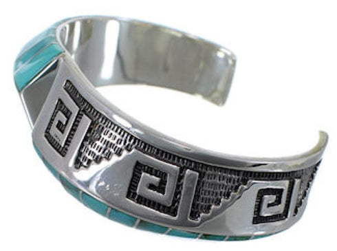 Silver Southwestern Turquoise Inlay Jewelry Cuff Bracelet PX27803