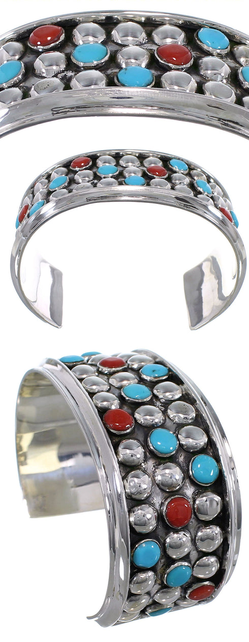 Sterling Silver Jewelry Coral Southwest Turquoise Bracelet FX27258