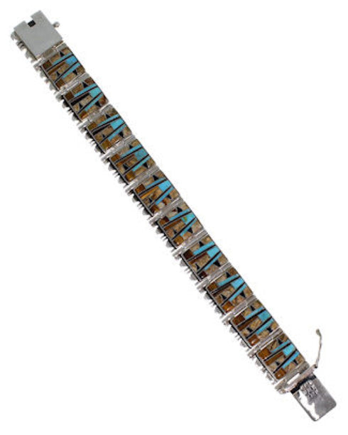 Southwest Multicolor Jewelry Sterling Silver Link Bracelet BW71217