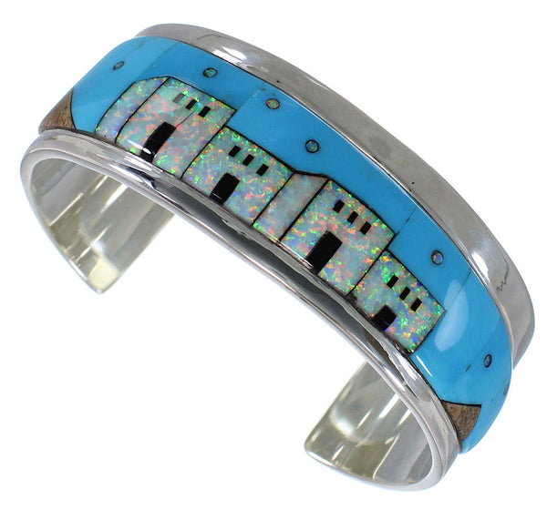 Turquoise Multicolor Native American Design Cuff Bracelet EX27875