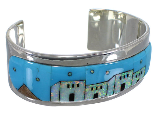 Turquoise Multicolor Native American Design Cuff Bracelet EX27875