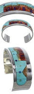Multicolor Native American Village Design Silver Cuff Bracelet EX27879