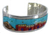Native American Village Design Multicolor Silver Cuff Bracelet EX27884