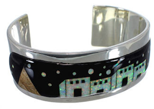 Black Jade Multicolor Native American Design Cuff Bracelet EX27895