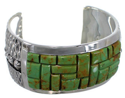 Southwestern Turquoise Inlay Jewelry Silver Cuff Bracelet MX27121