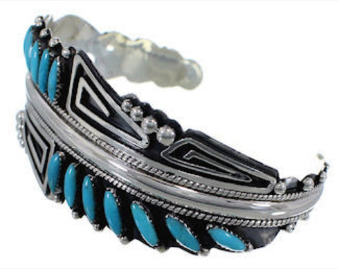Southwestern Turquoise Overlay Sterling Silver Cuff Bracelet EX27461