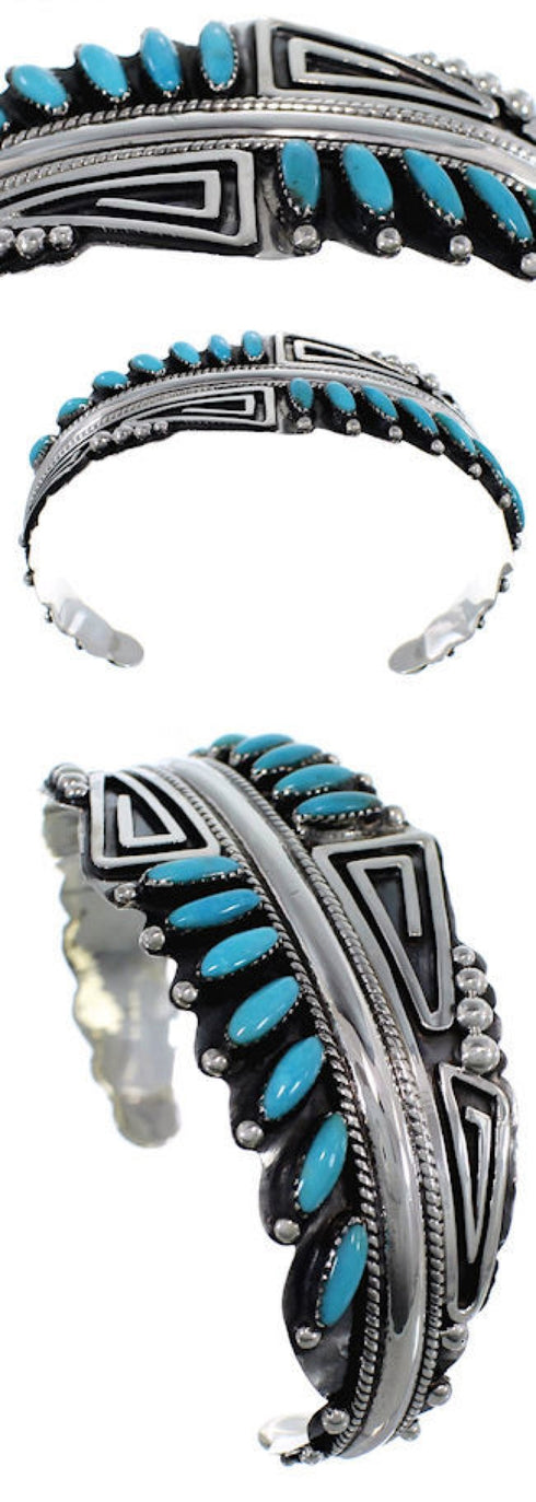 Southwestern Turquoise Overlay Sterling Silver Cuff Bracelet EX27461