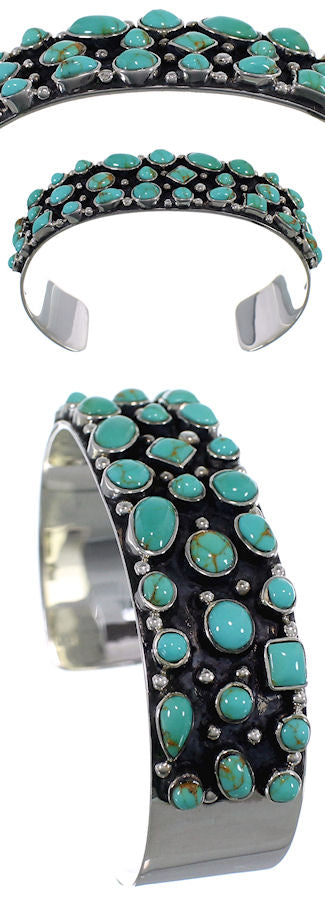 Southwest Turquoise Jewelry Sterling Silver Cuff Bracelet VX37744