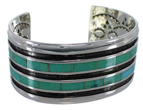 Authentic Sterling Silver Turquoise Cuff Jewelry Bracelet VX37655