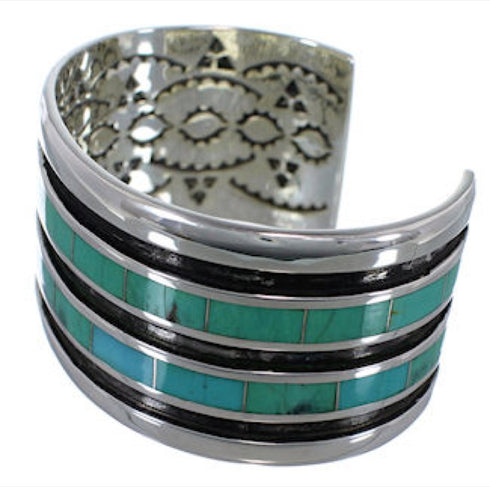 Authentic Sterling Silver Turquoise Cuff Jewelry Bracelet VX37655