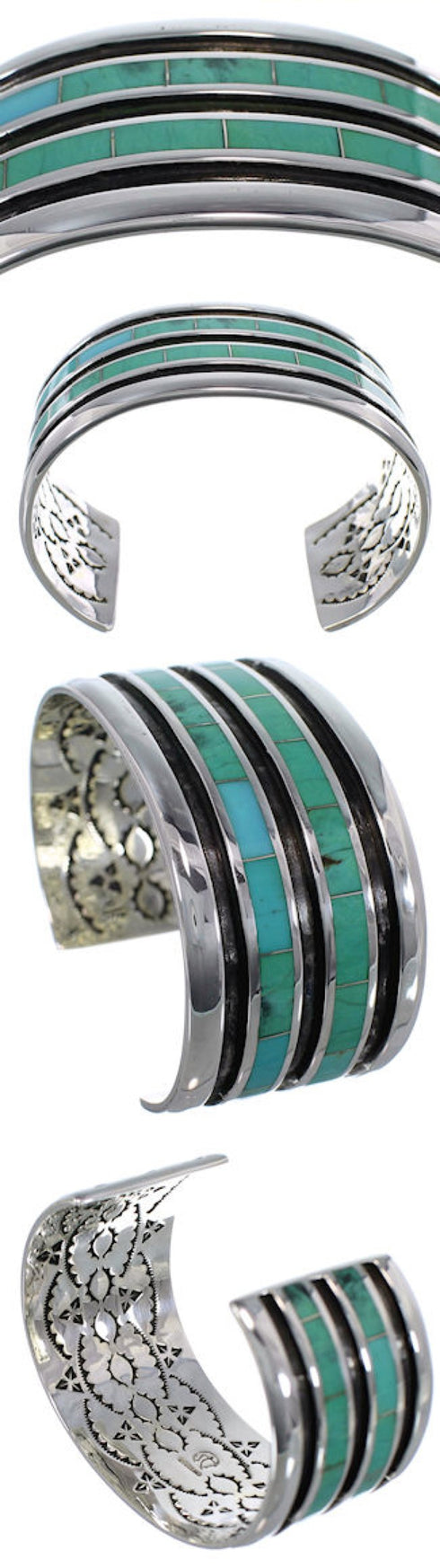 Authentic Sterling Silver Turquoise Cuff Jewelry Bracelet VX37655