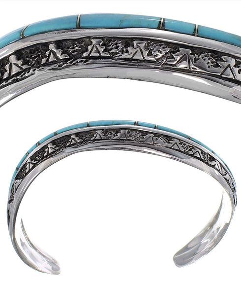 Genuine Sterling Silver Southwestern Turquoise Cuff Bracelet TX39399