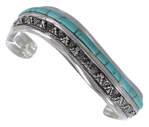 Southwestern Sterling Silver Turquoise Inlay Cuff Bracelet TX39402