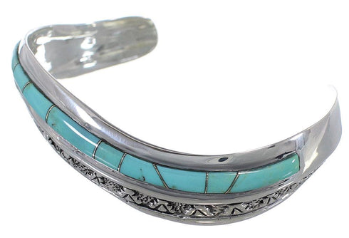 Southwestern Sterling Silver Turquoise Inlay Cuff Bracelet TX39402