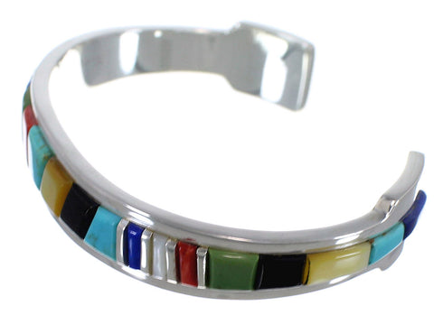 Multicolor Inlay Sterling Silver Cuff Bracelet TX39471