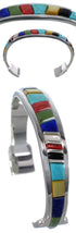 Multicolor Inlay Sterling Silver Cuff Bracelet TX39471