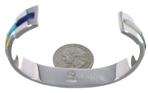 Multicolor Inlay Sterling Silver Cuff Bracelet TX39471