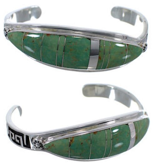 Sterling Silver Turquoise Water Wave Jewelry Bracelet VX37541