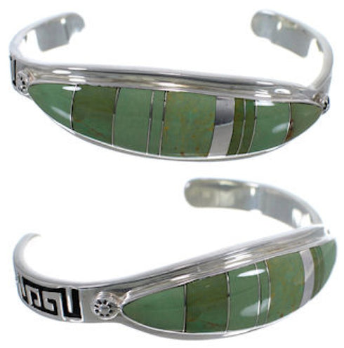 Water Wave Genuine Sterling Silver Turquoise Bracelet VX37551