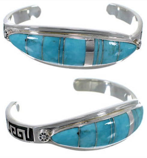 Southwest Water Wave Sterling Silver Turquoise Bracelet VX37589