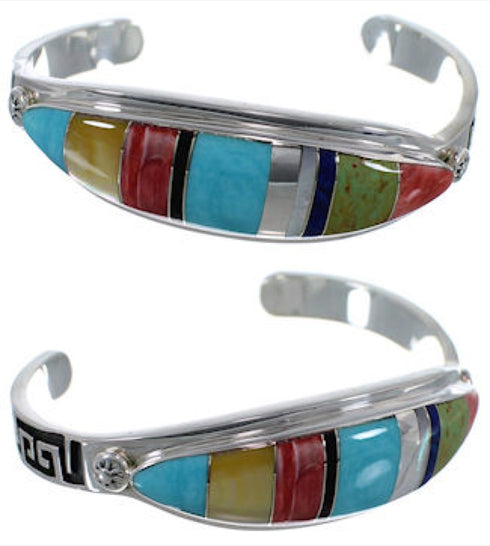 Multicolor Water Wave Sterling Silver Jewelry Bracelet VX37598