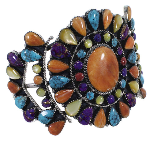 Southwest Multicolor And Sterling Silver Cuff Bracelet IS60972